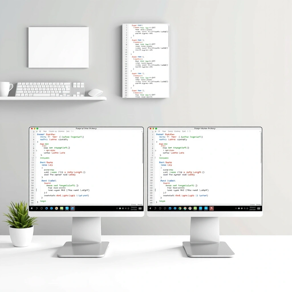 Clean coding workspace with modern development tools