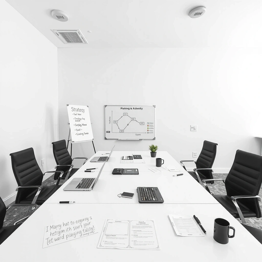 Strategic planning session with minimalist approach